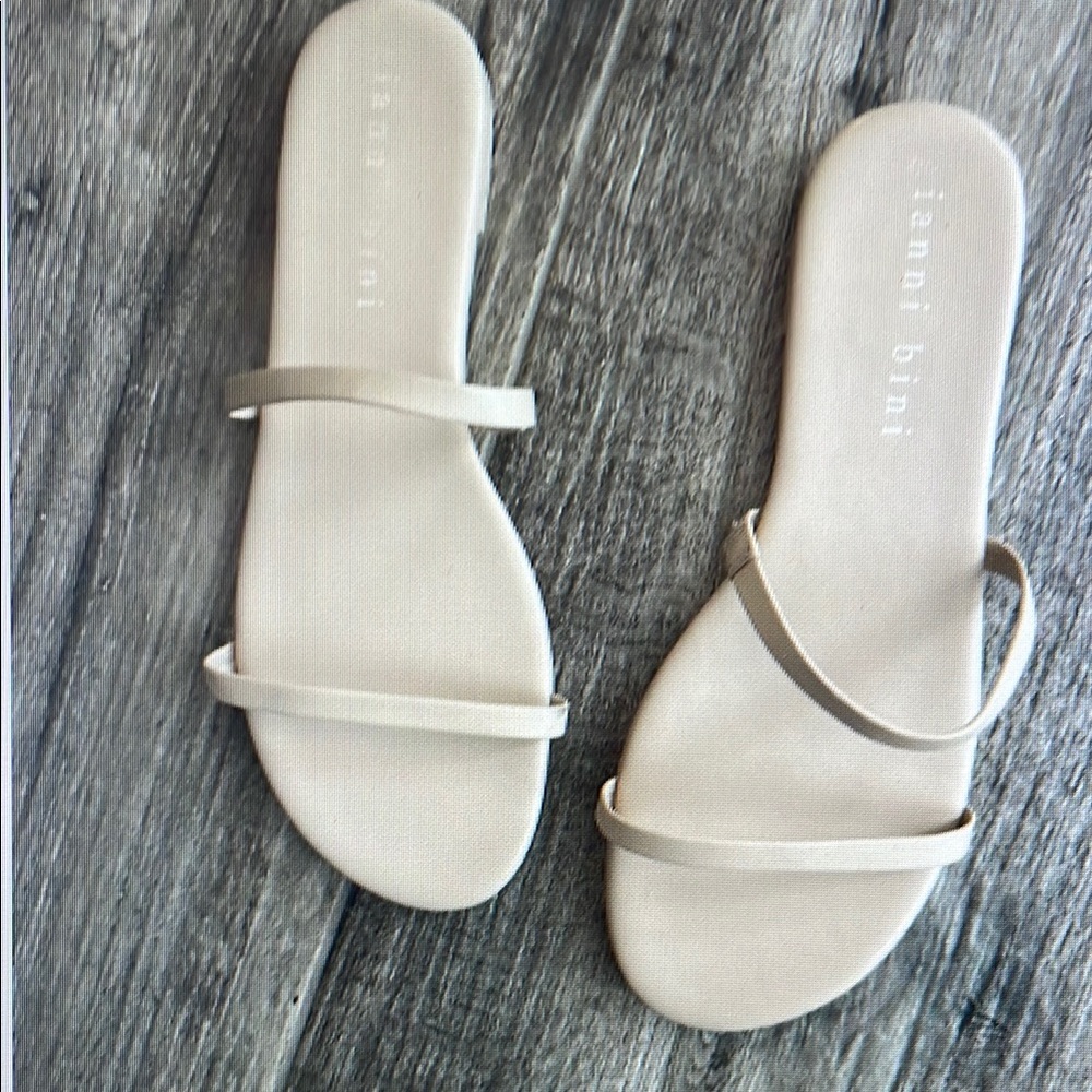 Cream Minimalist Slide Sandals with Thin Straps
